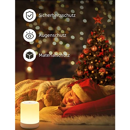 SOLIDEE - LED Night Light Touch Dimmable Bedside Lamp with USB Rechargeable