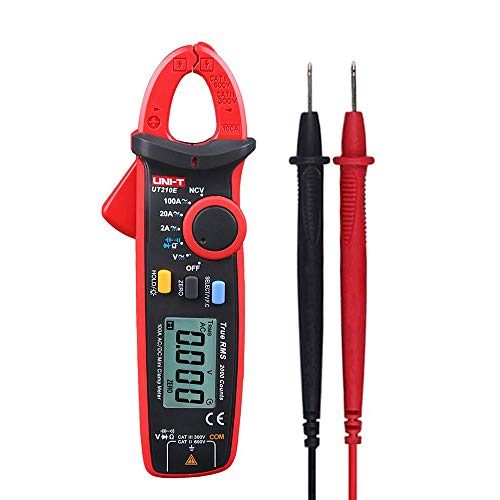 Labloot Digital Clamp Meter 100Amp 600V AC DC True RMS VFC Diode - Battery Powered Red Multimeter for Electric Circuit Testing.