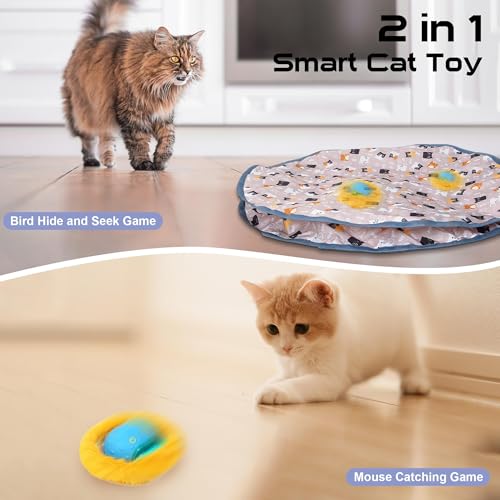 PUHOHUN - Interactive Automatic Cat Ball Toy for Indoor Cats | Fast Rolling & Chirping