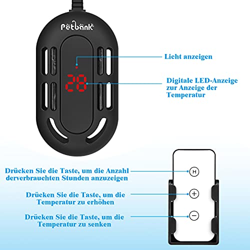 Petbank - 150W Adjustable Aquarium Heater With Remote Control for <100L Tanks