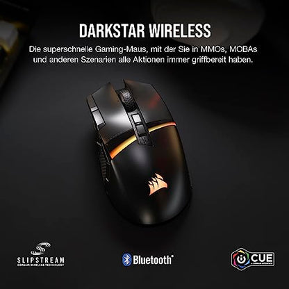 CORSAIR - Darkstar RGB Wireless MMO Gaming Mouse, 26K DPI, 15 Buttons, Black