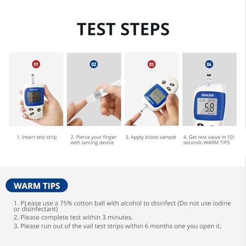 Sinocare - Diabetes Testing Kit Blood Sugar Monitor With Test Strips & Large Screen