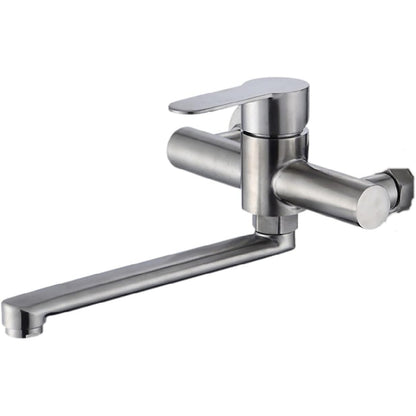 Owkay - Wall Mounted Stainless Steel Kitchen Mixer Tap With Swivel Spout