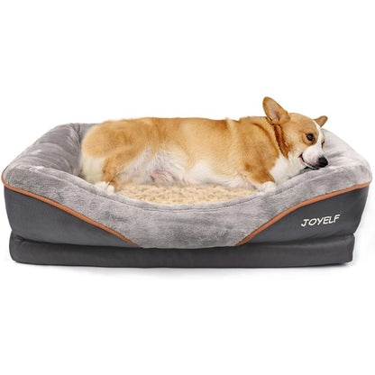 Joyelf - Medium Memory Foam Orthopedic Dog Bed With Washable Cover & Squeaker Toy