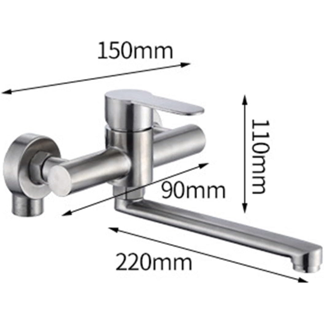 Owkay - Wall Mounted Stainless Steel Kitchen Mixer Tap With Swivel Spout