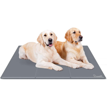 Pecute - Dog Cooling Mat, Safe Gel Self Cooling Pad, XXL (140x90 Cm), Grey