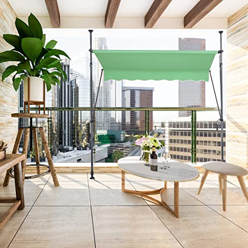 Relaxdays - Adjustable Clamp Awning, 200 x 120 cm, UV-Resistant, Green/Grey