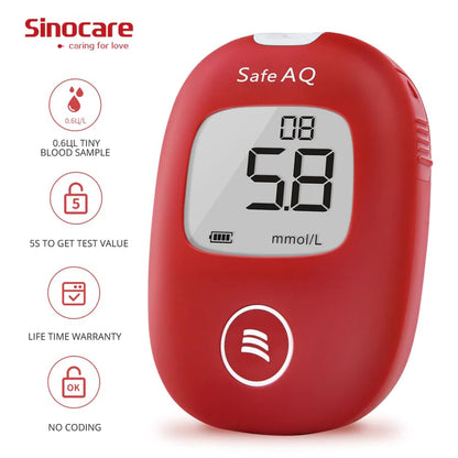 SINOCARE - Safe AQ Smart Blood Glucose Monitor With 25 Strips and Lancets