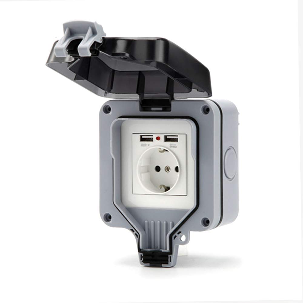 Iriisy - Outdoor Power Socket IP66 With Switch And Hinged Lid