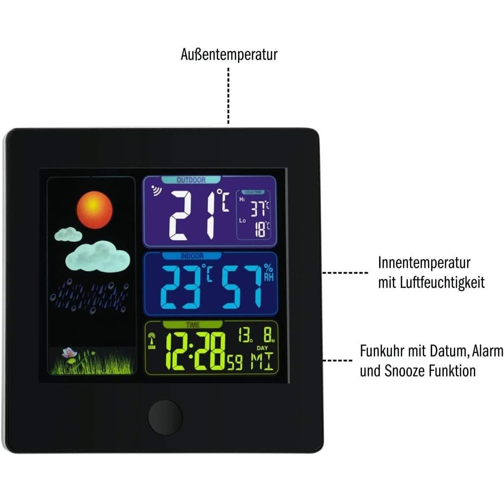 Tfa Dostmann - Sun Funk Weather Station With Color Display, Black