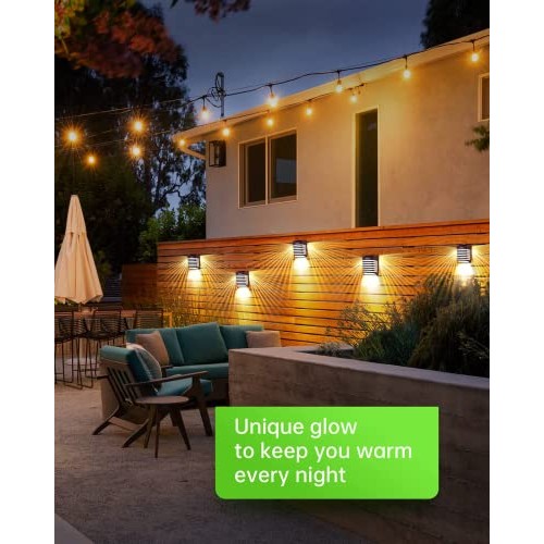 Whousewe - Solar Fence Lights Outdoor Waterproof Warm Light (Pack of 6)