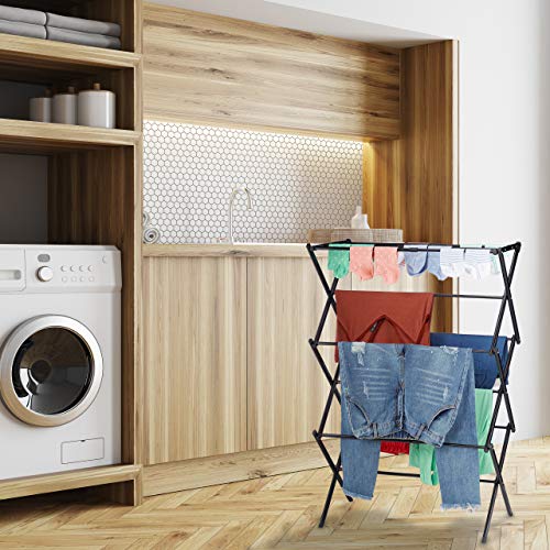 Relaxdays - Foldable & Extendable Laundry Stand With 11 Rails, Space-Saving Drying Rack