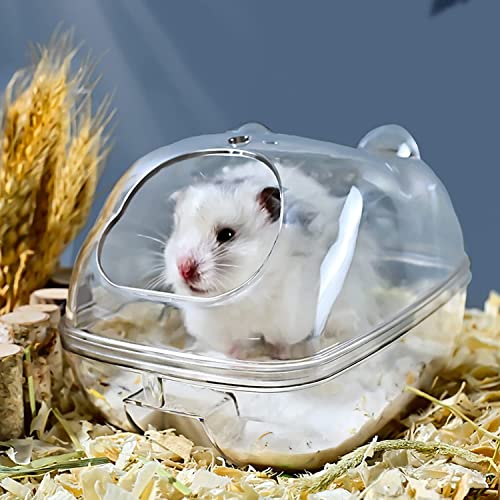 Rzmzby - Transparent Hamster Sand Bath, Small Animal Bathtub with Sand Shovel