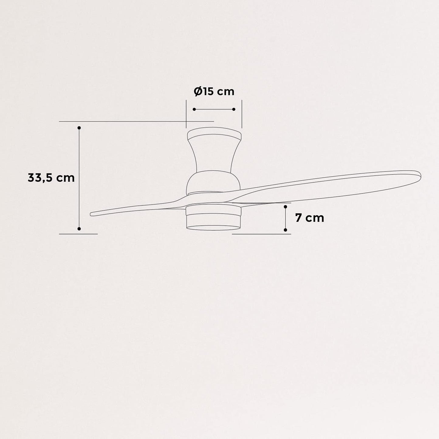 Create - Windprop Ceiling Fan White Natural Wood Wings with Lighting and Remote Control-40 W,Quiet, Diameter 132 cm