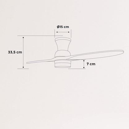 Create - Windprop Ceiling Fan White Natural Wood Wings with Lighting and Remote Control-40 W,Quiet, Diameter 132 cm