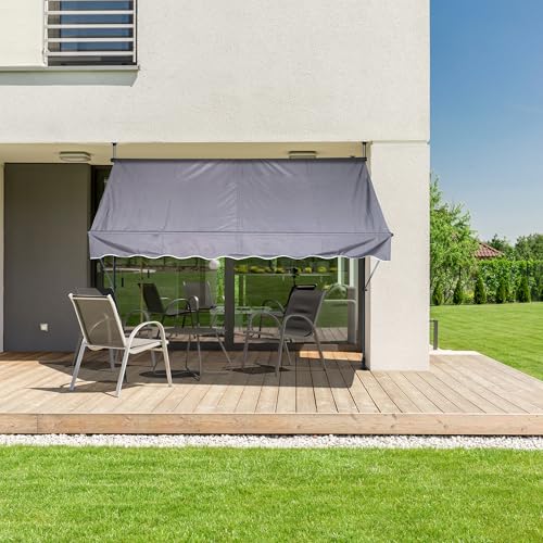 Relaxdays - Adjustable UV-Resistant Clamp Awning, 150 cm Wide, No Drilling, Anthracite/Grey