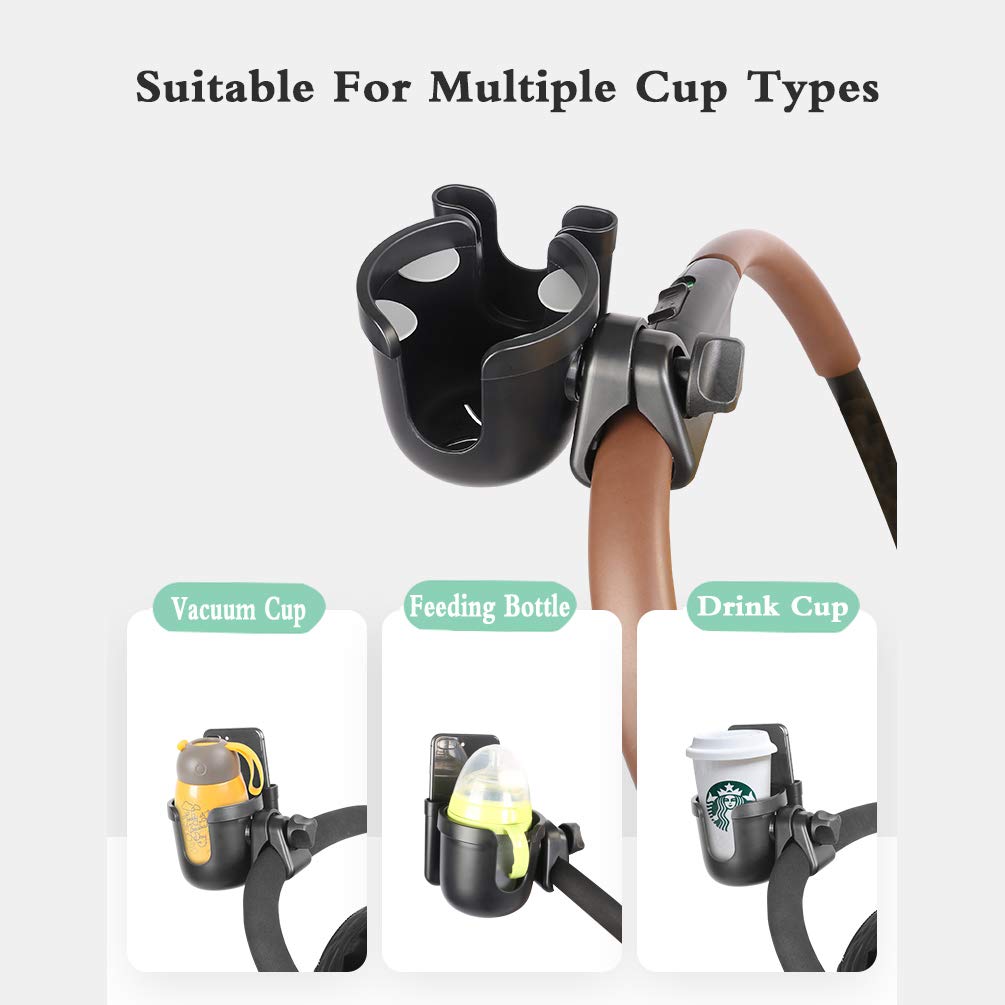 Cs Cosddi - Universal Stroller Cup Holder With Phone Holder, 360Â° Rotation