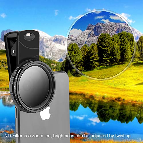 NEEWER - 37mm Clip-On ND2-ND400 Adjustable Phone Lens Filter Kit