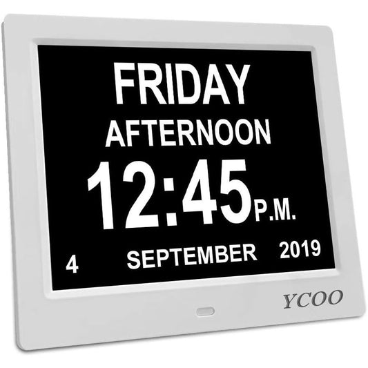 Ycoo - Dementia Clock 8" Calendar Date Memory Loss Day Clock