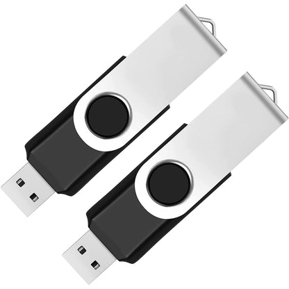 Almemo - 2 Pack 64GB USB 2.0 Flash Drives Swivel Design - Black