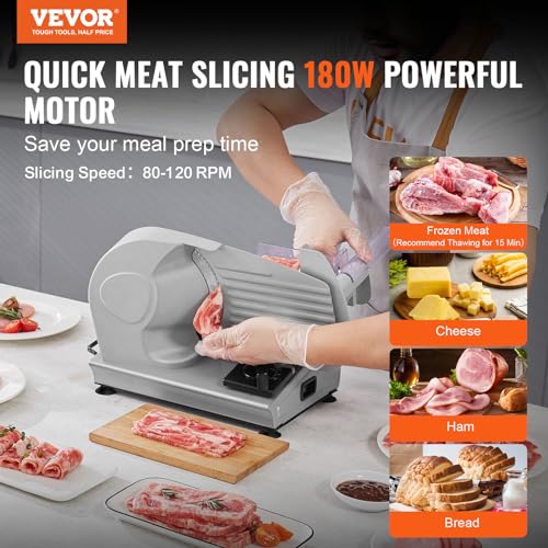 VEVOR - Home Use Electric Meat Slicer with Adjustable Thickness, 180W