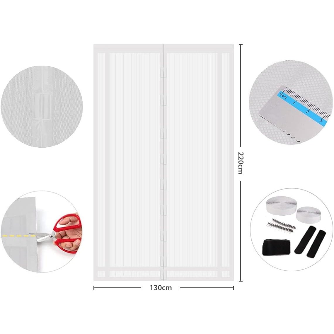 Sekey - Magnetic Mosquito Net For Doors, 130x220 Cm, White