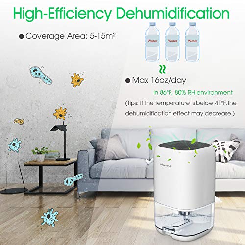 XAXAZON - Mini Electric Dehumidifier 1000ml, Ultra Quiet Air Cleaner