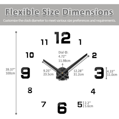 Mintime - Modern Frameless DIY 3D Wall Clock Mirror Numbers