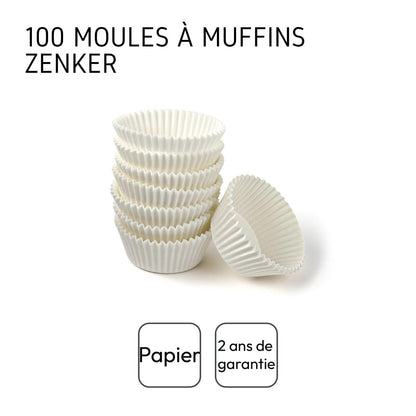 Zenker - Patisserie Paper Baking Moulds (100 Piece), White, 1.97" X 1.81"