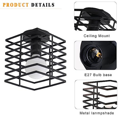 Seamoon - Retro Industrial Ceiling Light With E27 Lamp Holder