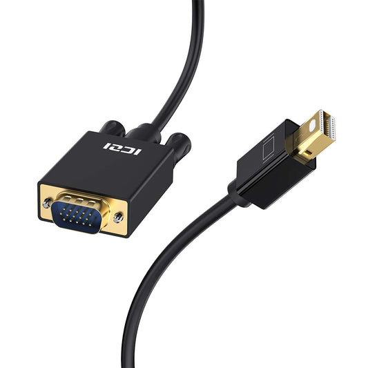 Iczi - Mini DP to VGA Cable 3M, Gold Plated, Compatible with MacBook & Surface