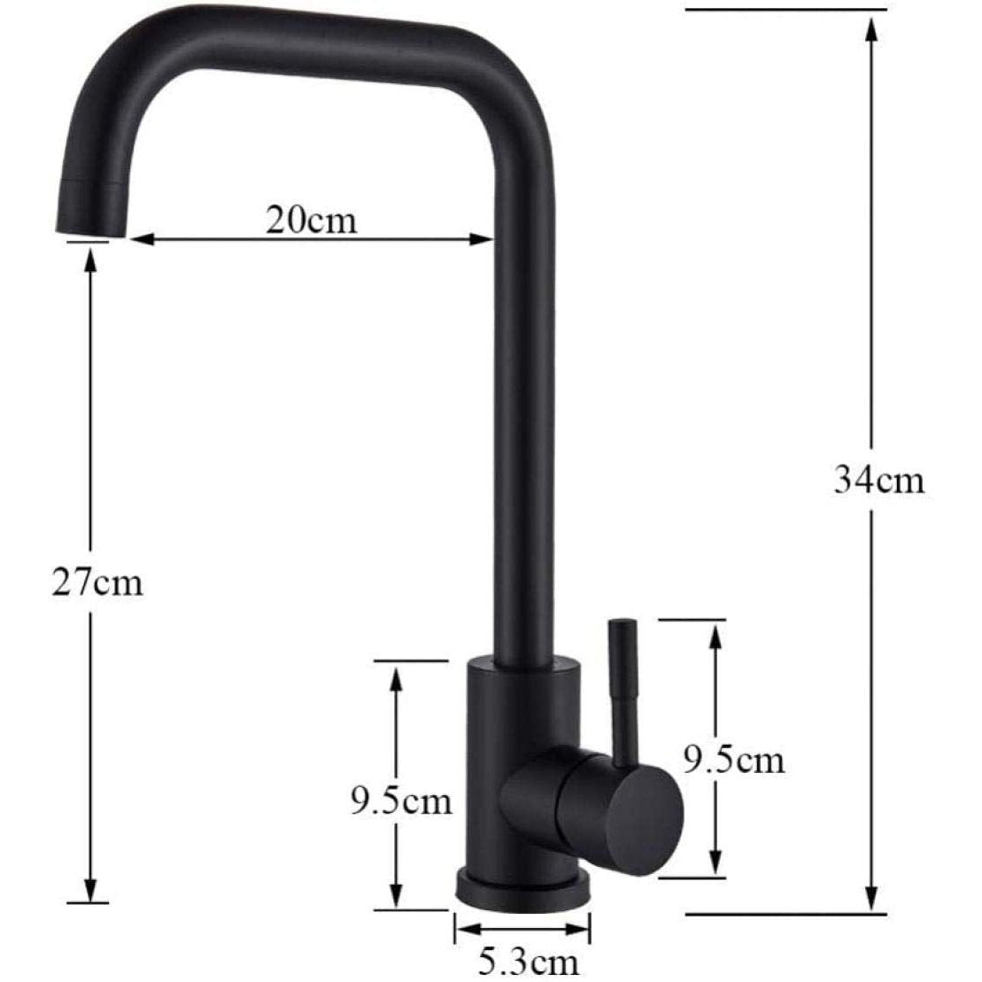 Abdd.Co - Matt Black 360Â° Kitchen Faucet With Single Handle