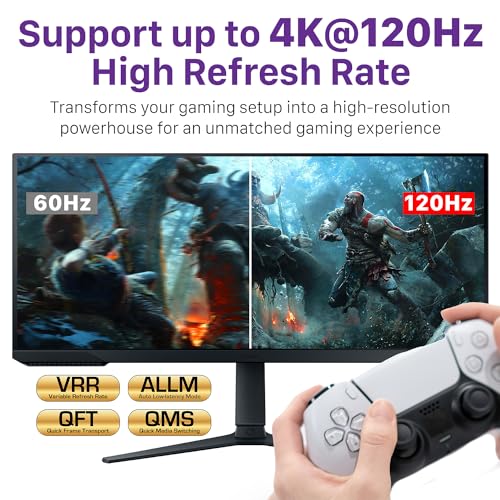 Fosmon - HDMI 2.1 8K Switch with 1.8FT Cable, Supports 8K@60Hz & 4K@120Hz