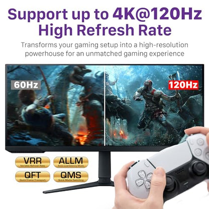 Fosmon - HDMI 2.1 8K Switch with 1.8FT Cable, Supports 8K@60Hz & 4K@120Hz