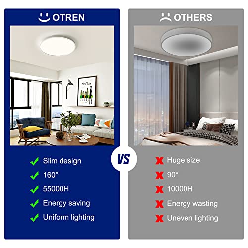 OTREN - Modern LED Ceiling Light, 18W, 4000K, Round Panel Lamp, IP44, 20 cm