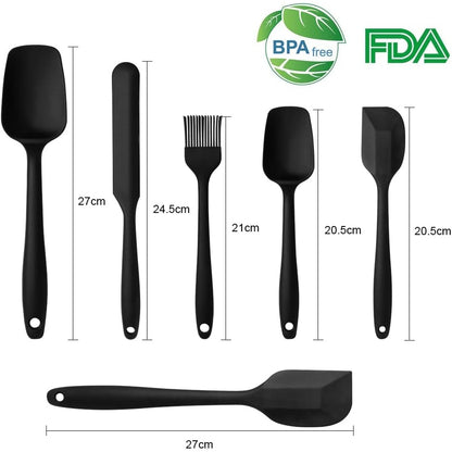 Vicloon - Silicone Spatulas Spoons Set, Non-Stick Heat Resistant (Black - 6Pcs)