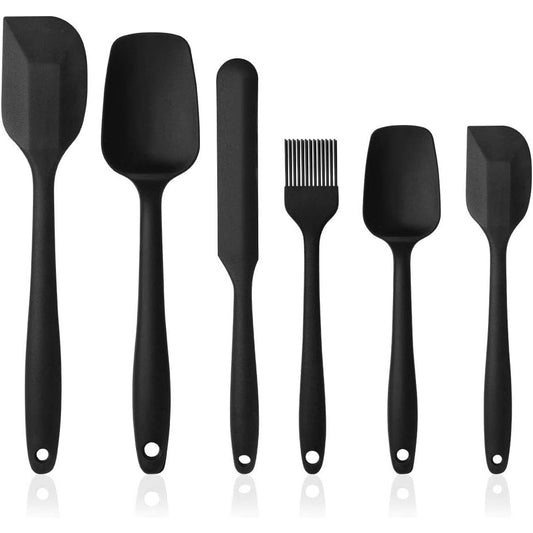 Vicloon - Silicone Spatulas Spoons Set, Non-Stick Heat Resistant (Black - 6Pcs)