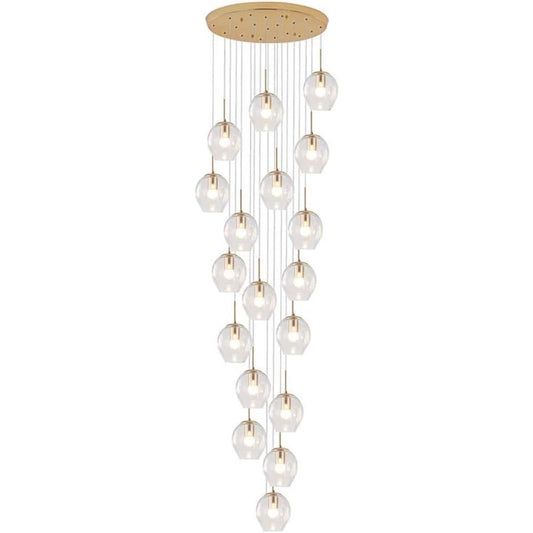 Aaote - Glass Ball 18-Lights Raindrop Chandelier, Adjustable Height Nordic Decor