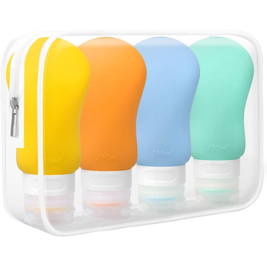 Etopgo - 100ml Travel Bottles, 4 Pack Leak Proof Silicone Containers, BPA Free