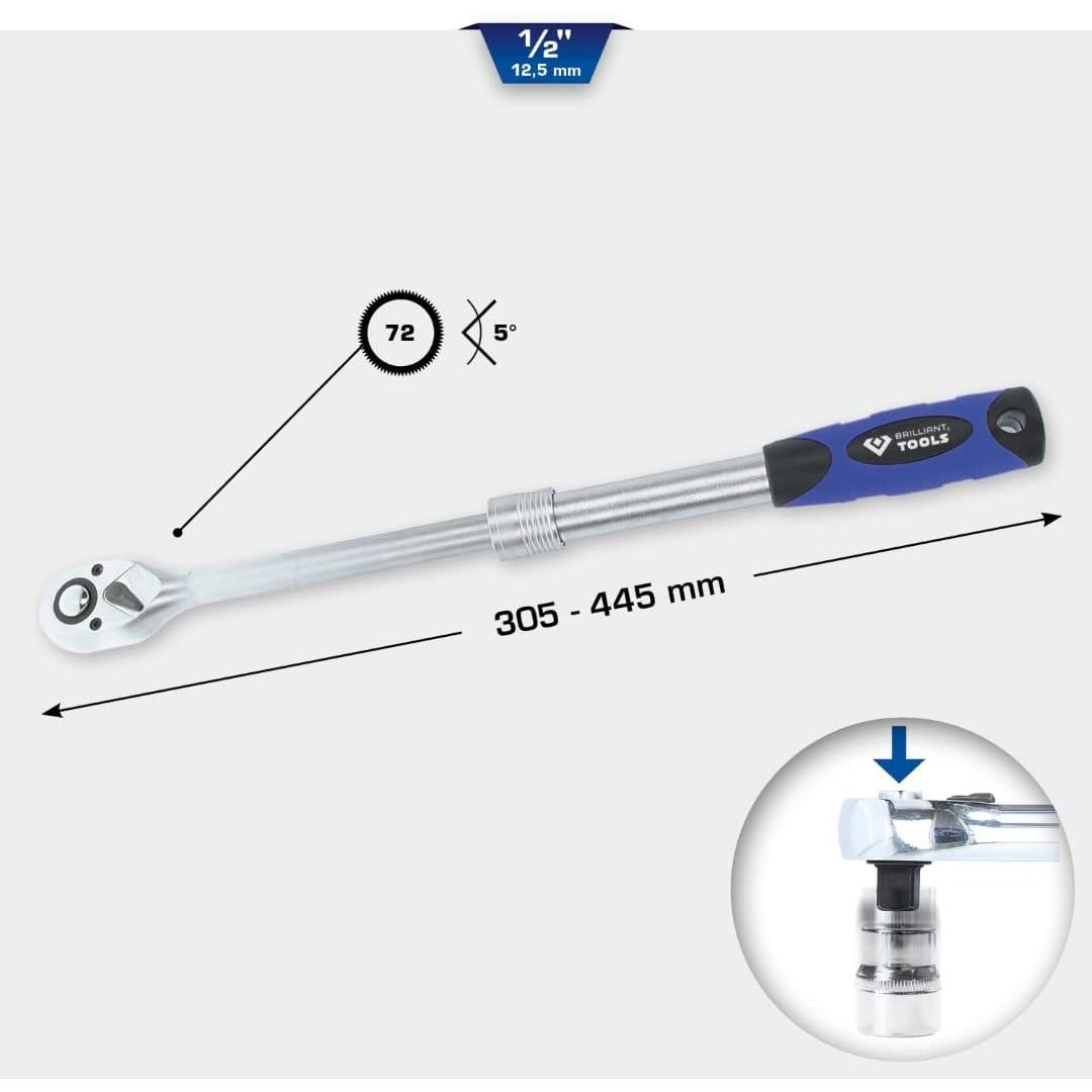 Brilliant Tools - 1/2 Inch Telescopic Reversible Ratchet