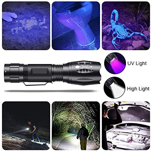 Mowetoo - 2 Pack UV LED Torch with 4 Modes, Waterproof, Super Bright 500lm for Pet Urine Detection