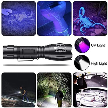 Mowetoo - 2 Pack UV LED Torch with 4 Modes, Waterproof, Super Bright 500lm for Pet Urine Detection