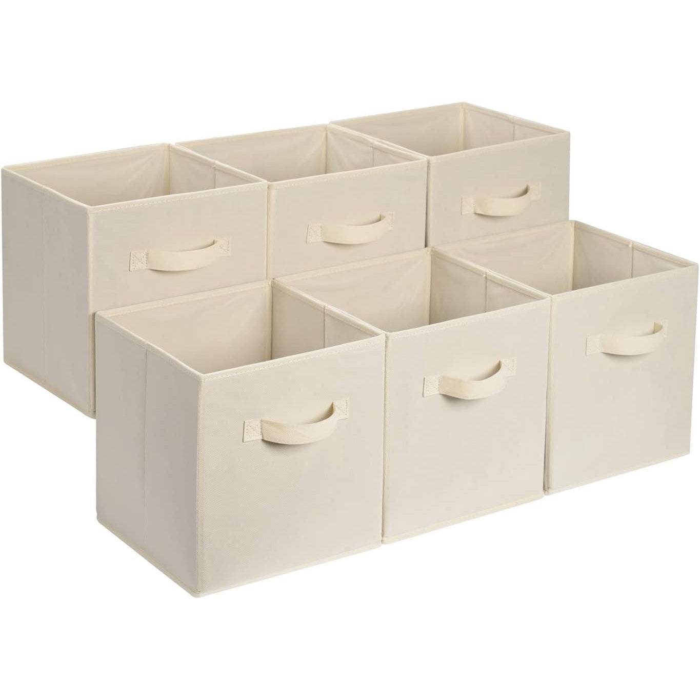 Amazon - Basics 6 Pack Beige Fabric Folding Storage Cube Organizer With Handles