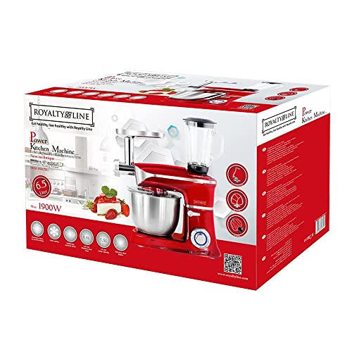 Royalty Line - 3-in-1 Food Processor 1900W, High Power & Versatility, Red