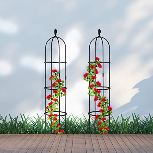 Relaxdays - Garden Obelisk Set, 160 x 35 cm, Metal Support for Climbing Plants