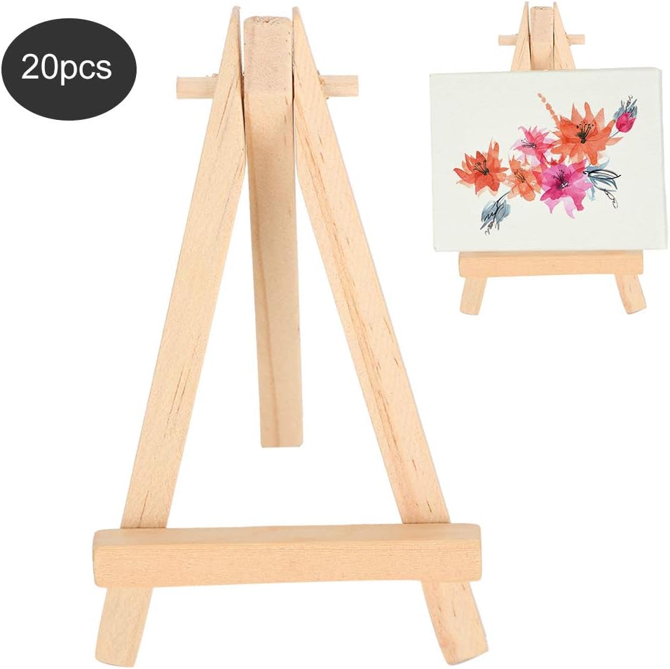 Zerodis - Mini Wood Display Easel Set, 20Pcs, 4.92In