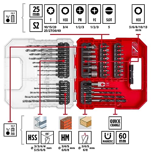 Einhell - 40-Piece Bit and Drill Set with Quick Change Holder and Storage Box