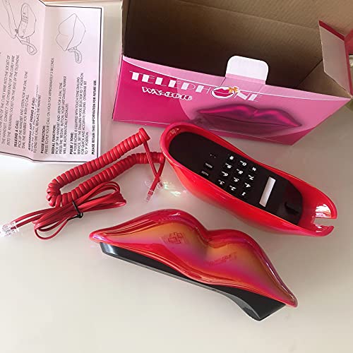 Yitengteng - Plating Red Sexy Lip Corded Phone, Ideal for Home/Office Decor & Gifts