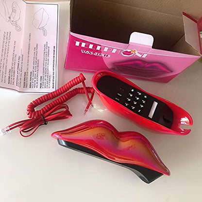 Yitengteng - Plating Red Sexy Lip Corded Phone, Ideal for Home/Office Decor & Gifts