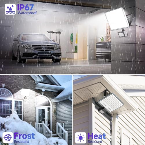 YIQIBRO - LED Motion Sensor Spotlight 100W 10000LM IP67 Waterproof (2 Pack)